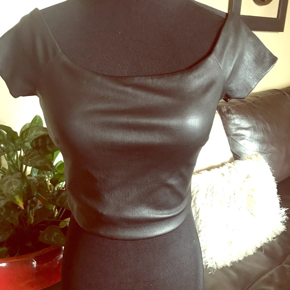 ❌SOLD❌Alice and Olivia Leather Shirt/BLACK